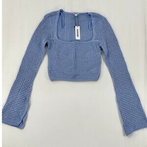 Square neck open knit sweater Blue/Dynamite